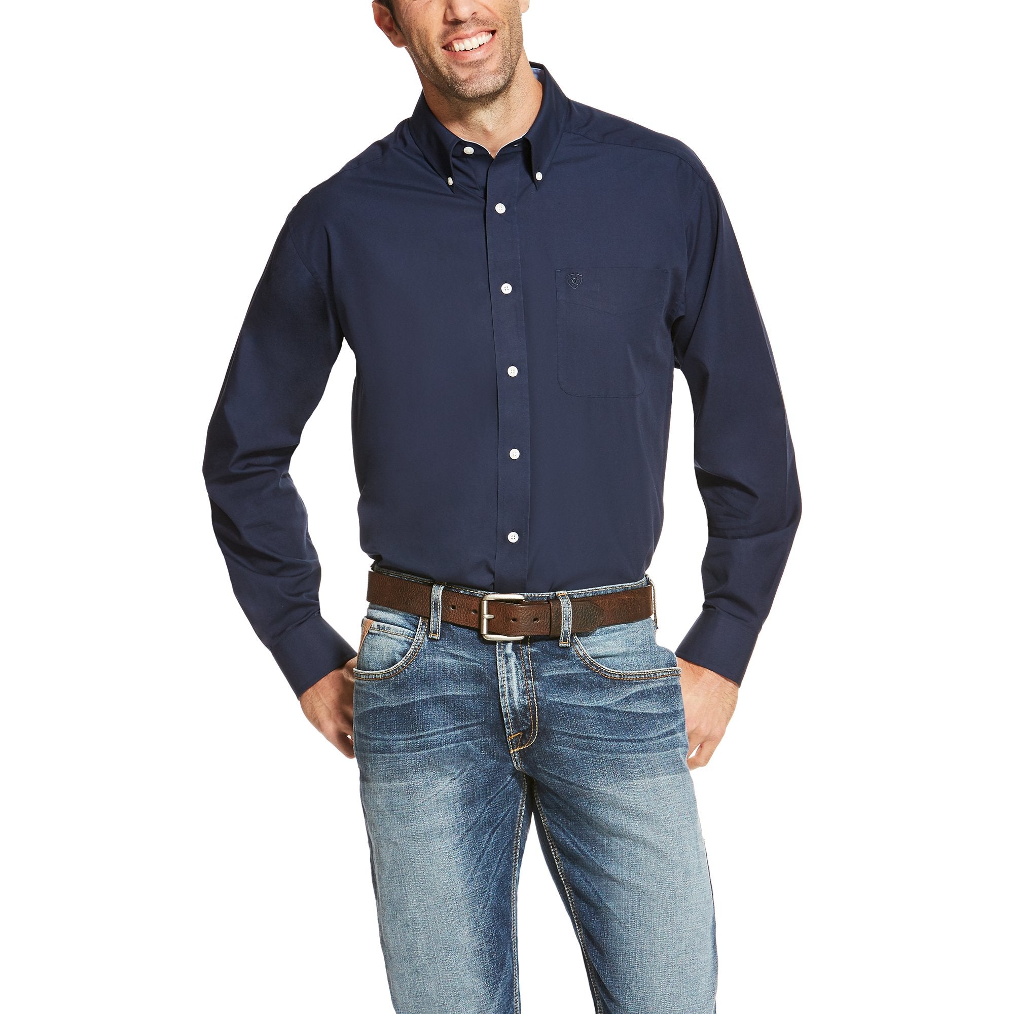 Ariat Wrinkle Free Solid Shirt - Navy Blue