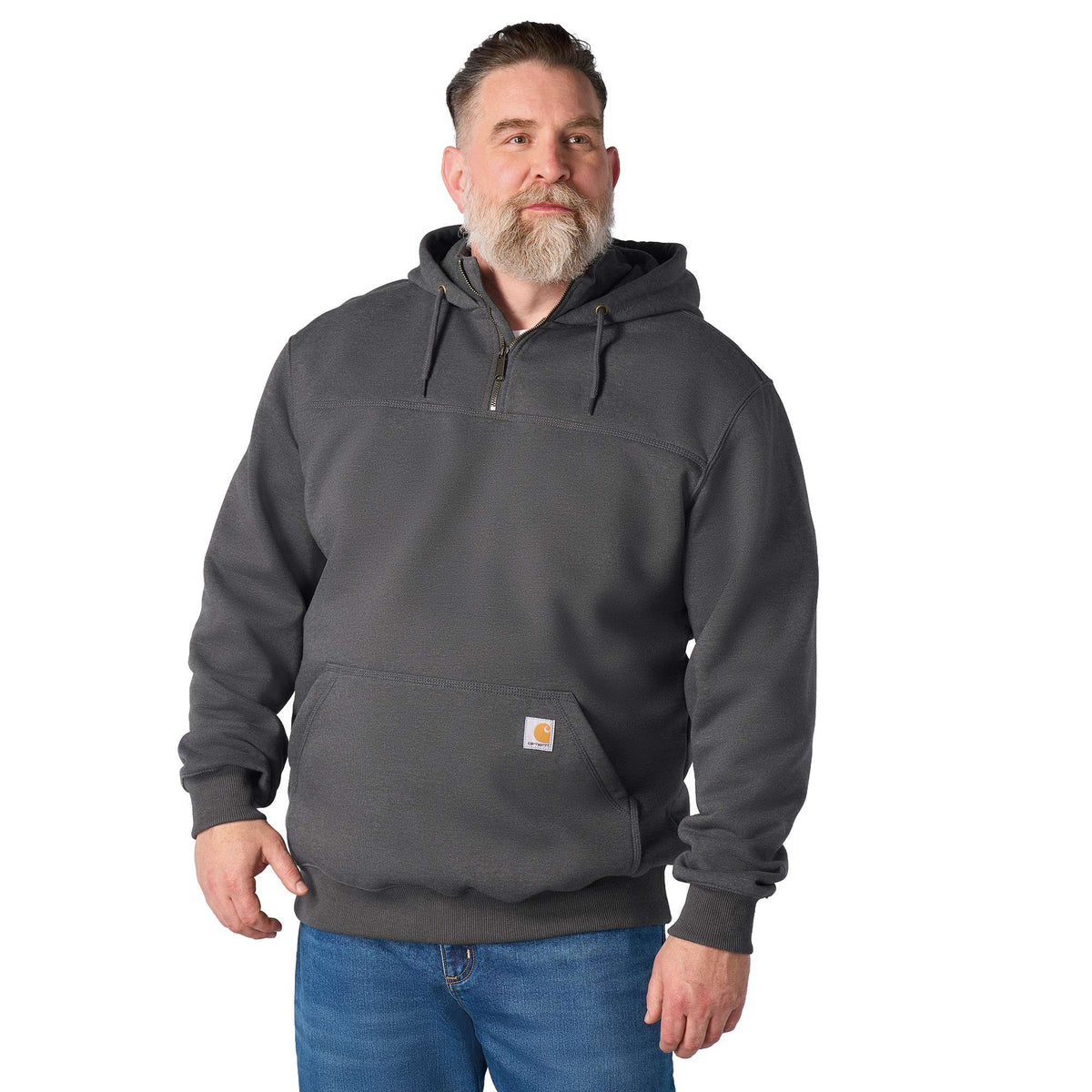 Carhartt Paxton 1/4 Zip Hooded Sweatshirt - Carbon Heather