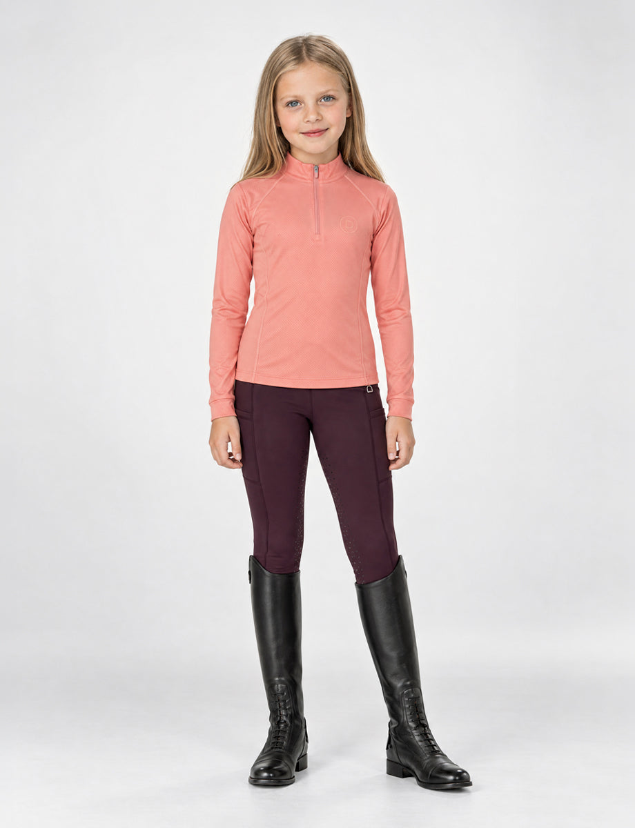 Dublin Kids Breathable Long Sleeved Riding Top - Peach