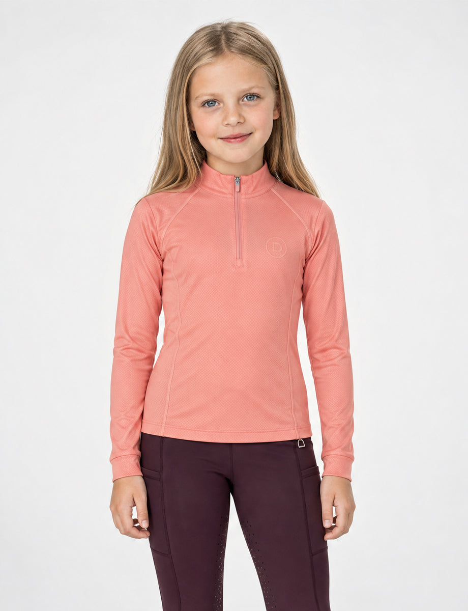 Dublin Kids Breathable Long Sleeved Riding Top - Peach
