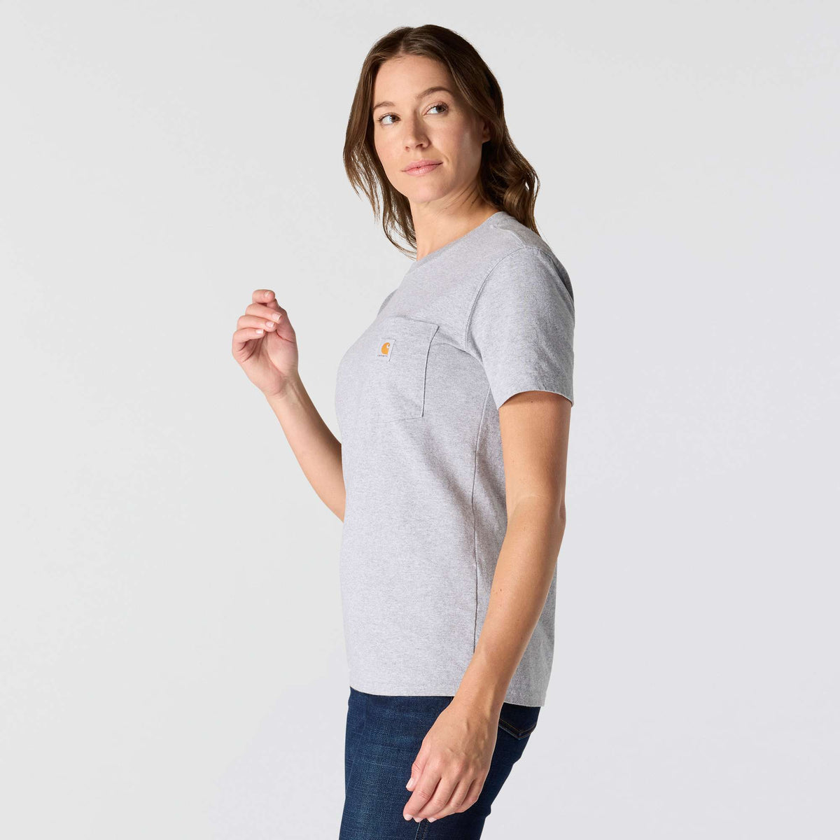 Carhartt Iconic Womens K87 Workwear Pocket T Shirt - Heather Grey