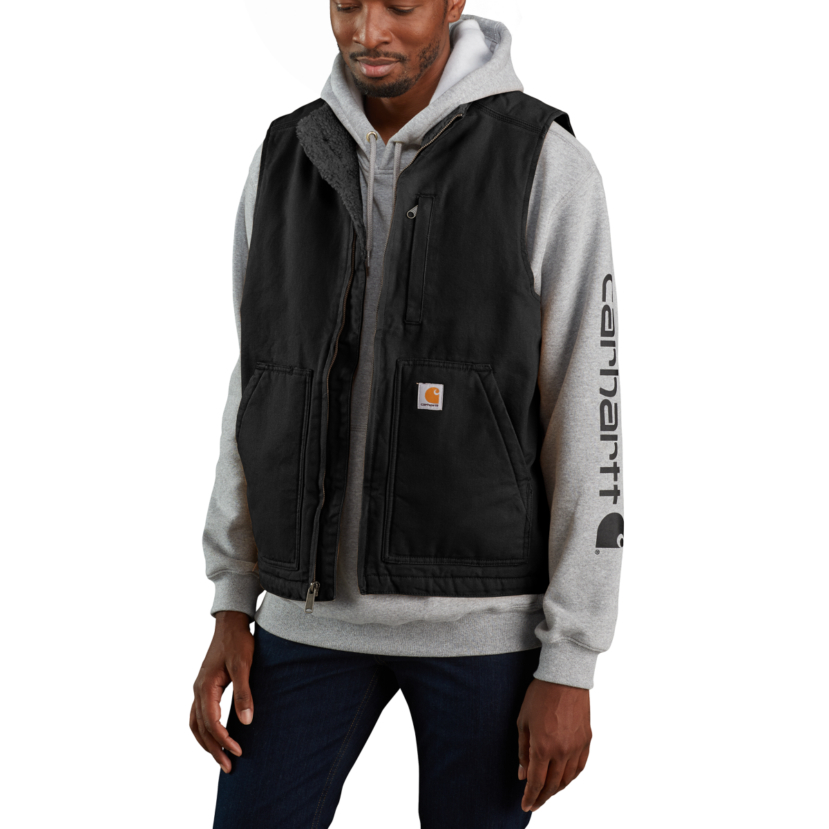 Carhartt Washed Duck Sherpa Lined Mock Neck Vest