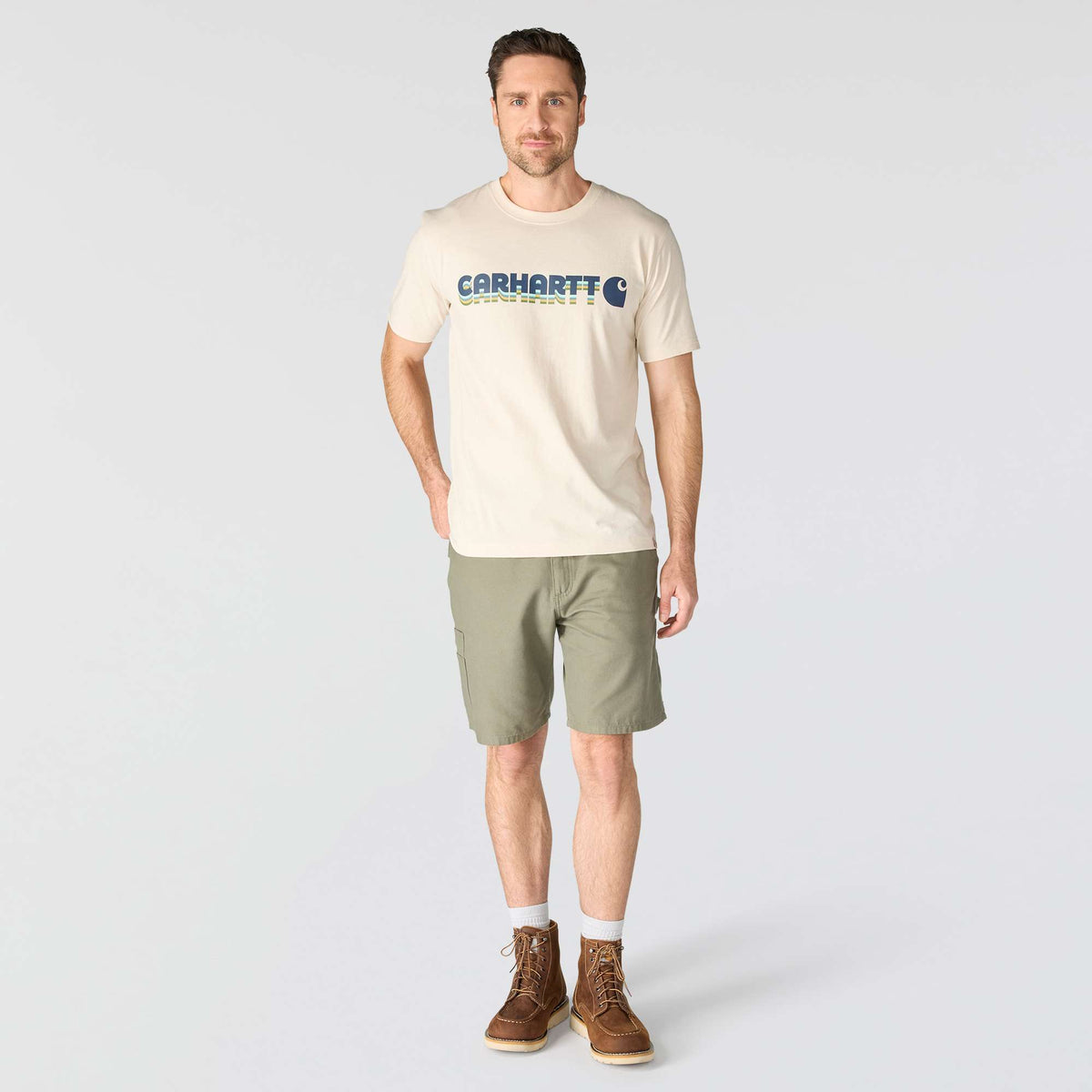 Carhartt Irvine Relaxed Layered Logo T-Shirt - Oat Milk
