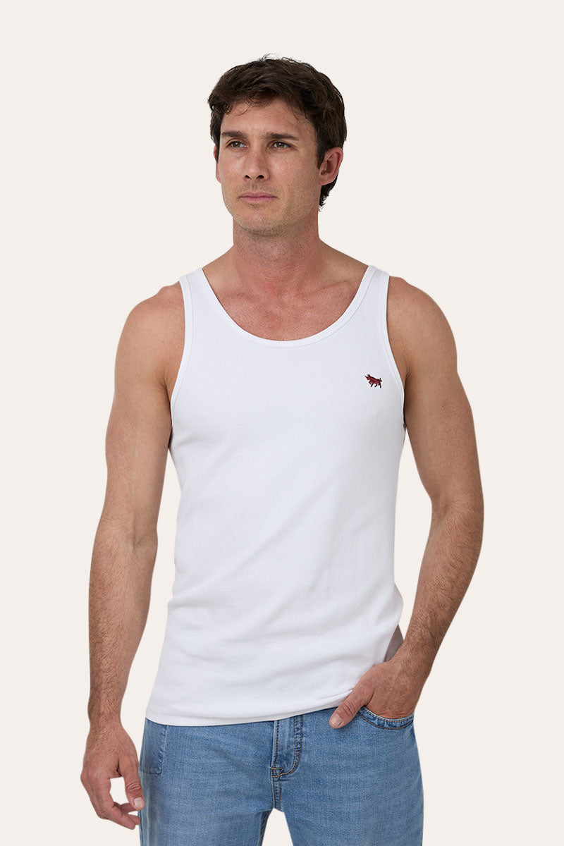 Ringers Western Shearer Mens Rib Tank - White