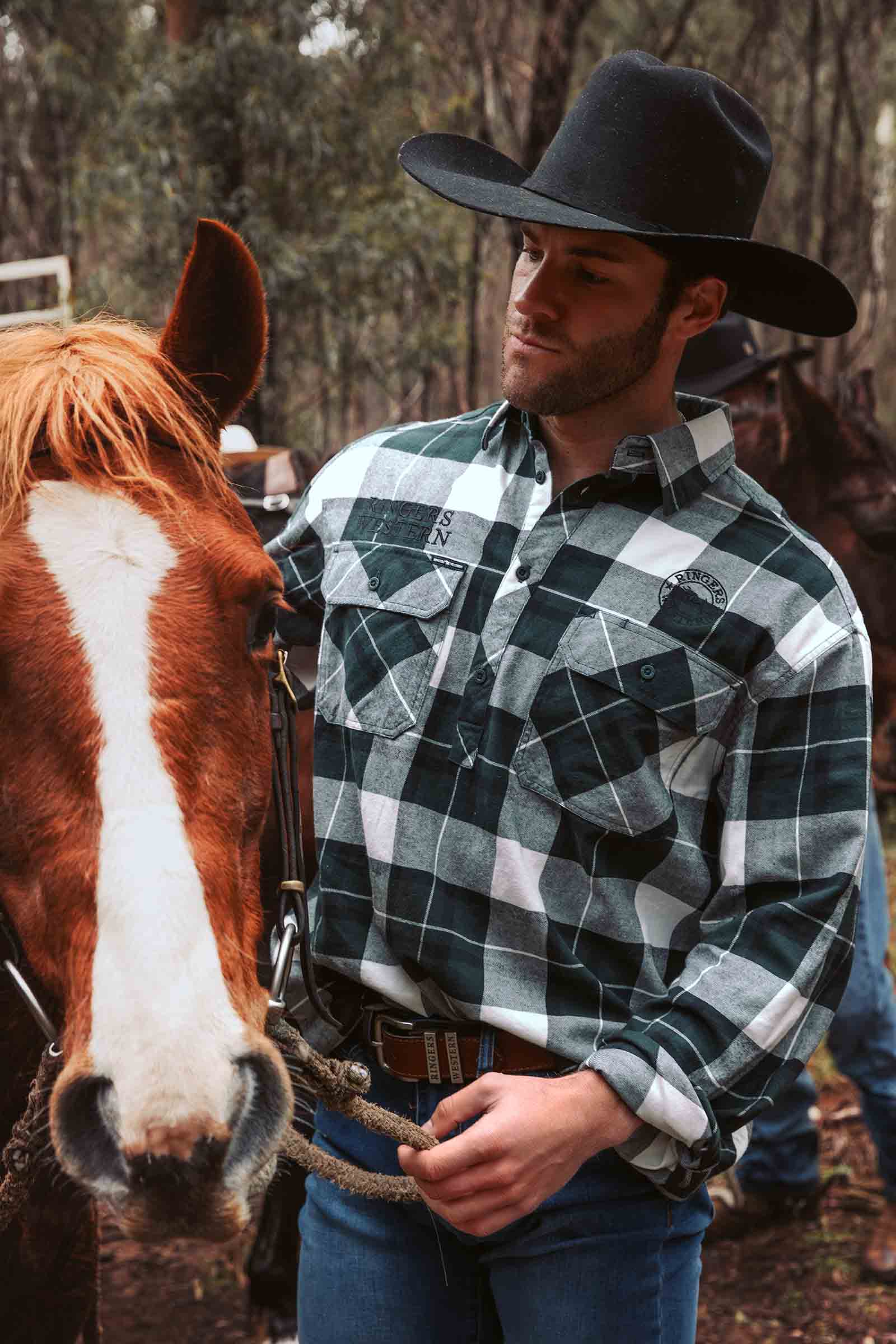 Ringers Western Kingswood Mens Half Button Flannel