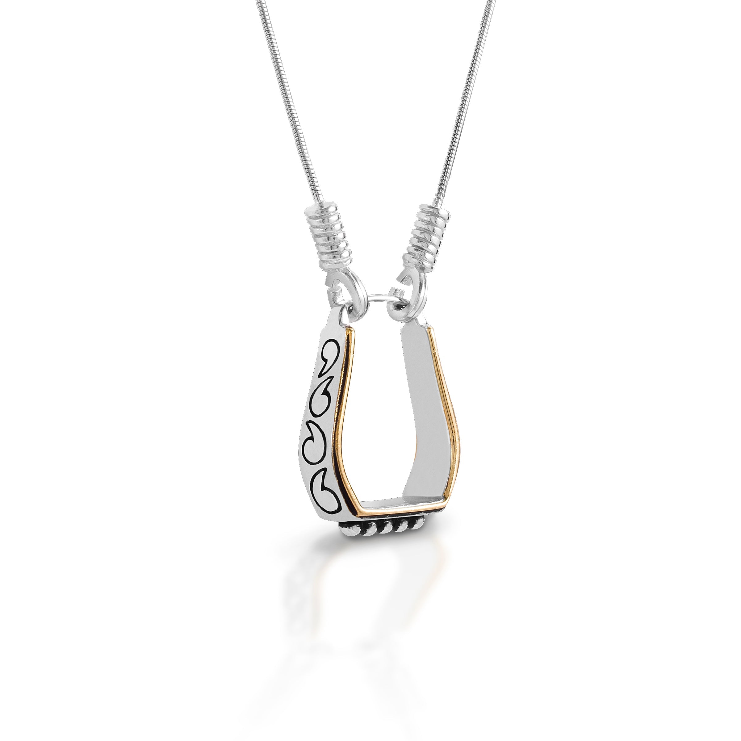 Kelly Herd Necklace Two Tone Engraved Western Stirrup