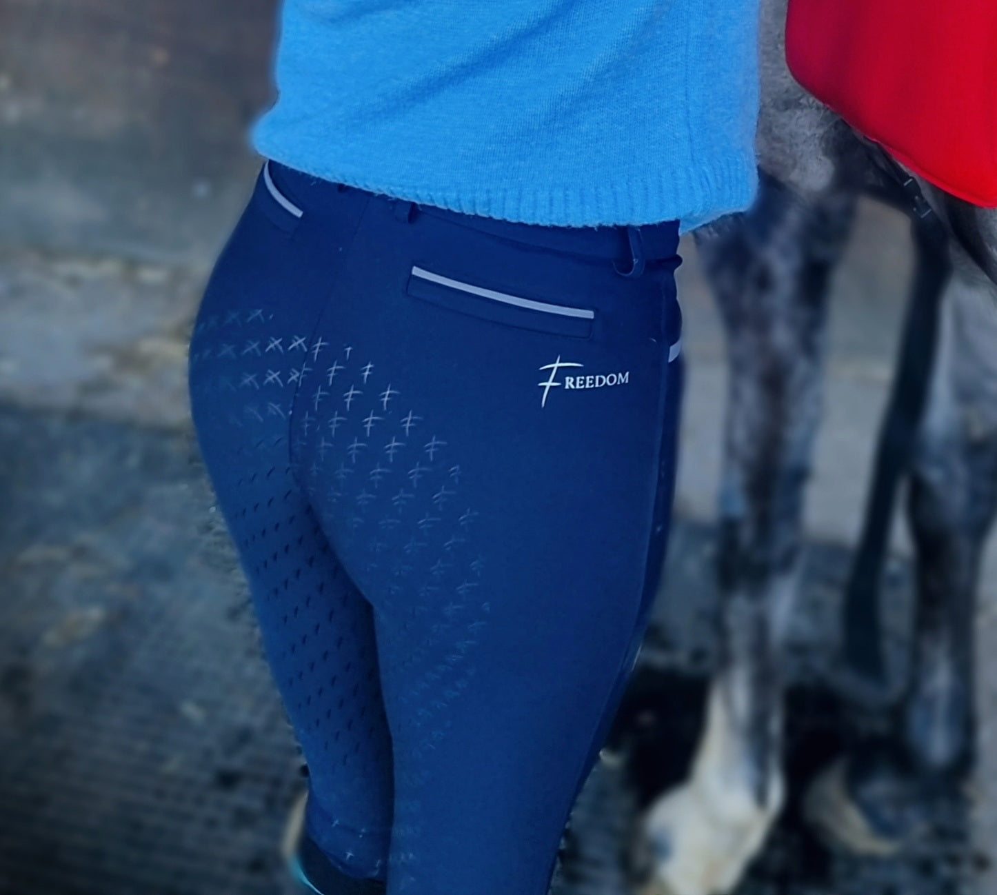Blue equestrian pants with &