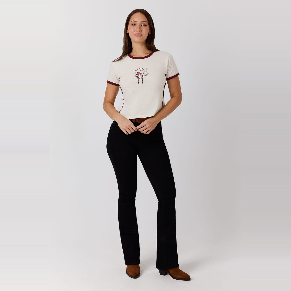 Ringers Western Cowboy Killer Womens Ringer T-Shirt