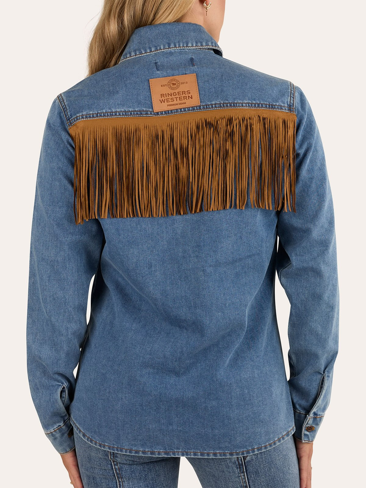 Ringers Western Idaho Womens Faux Suede Fringe Shirt