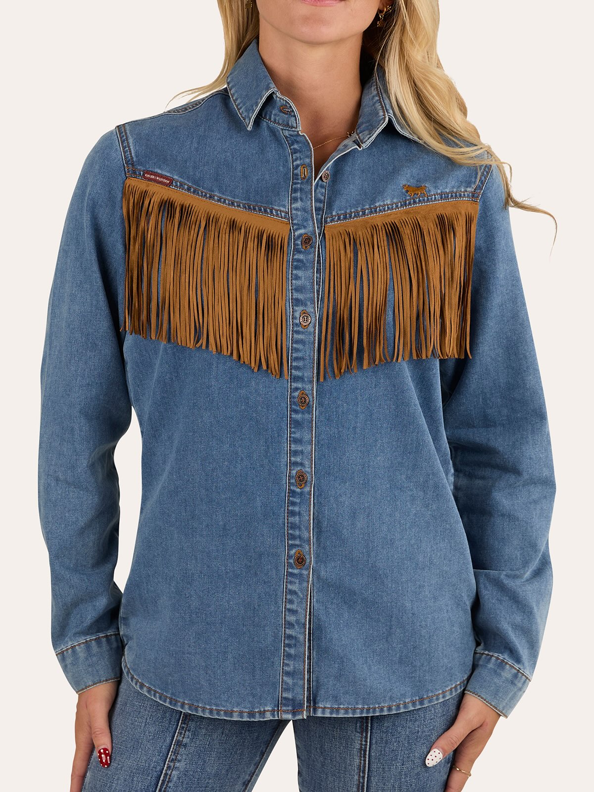 Ringers Western Idaho Womens Faux Suede Fringe Shirt