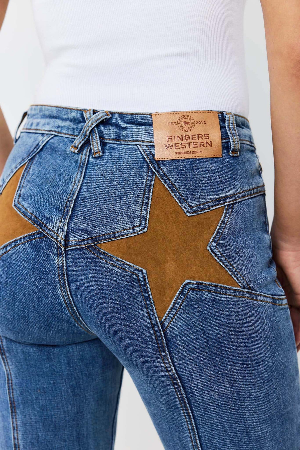 Ringers Western Penny Starstruck Womens High Rise Bootleg Jean