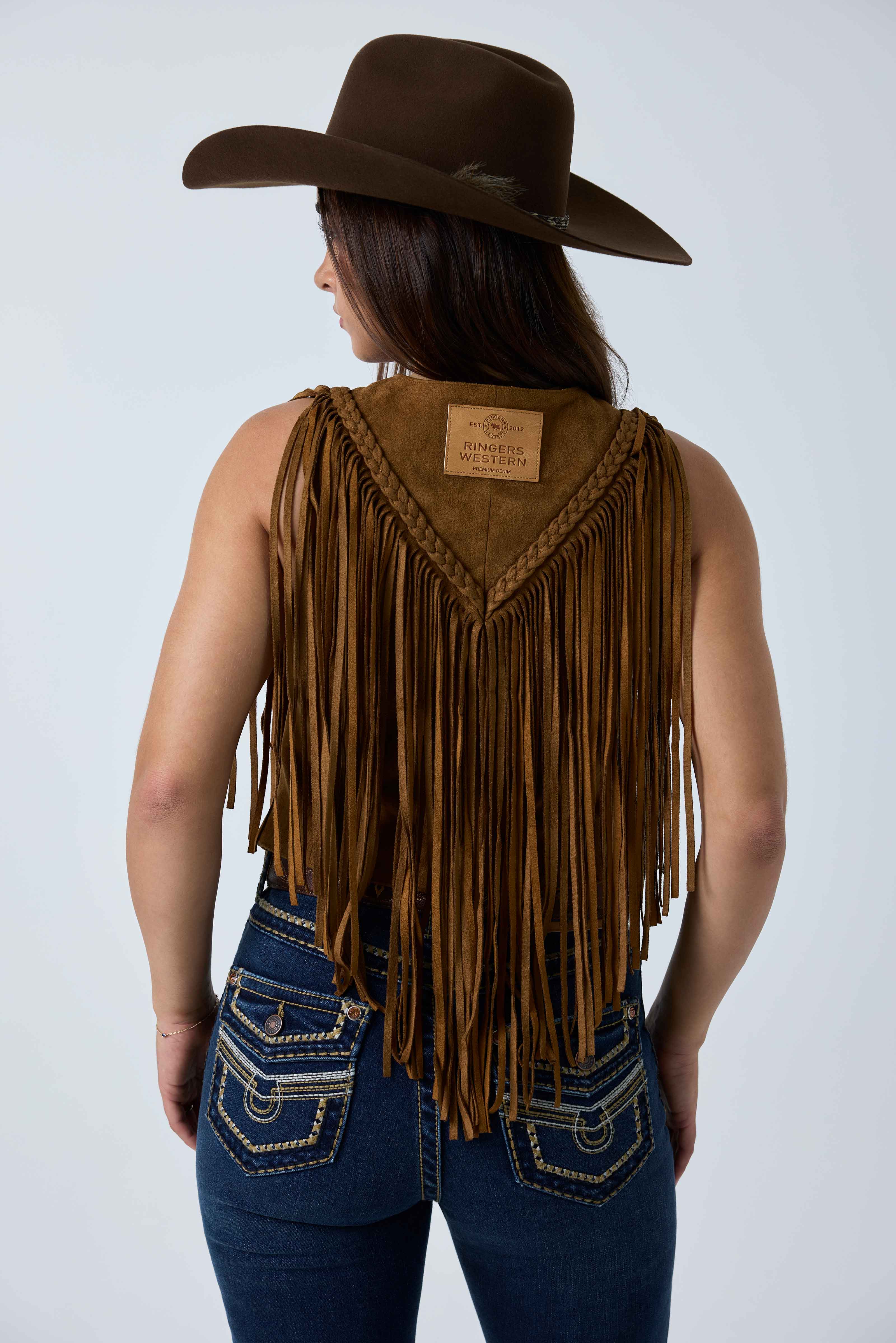 Ringers Western Wanderlust Womens Faux Suede Fringe Vest