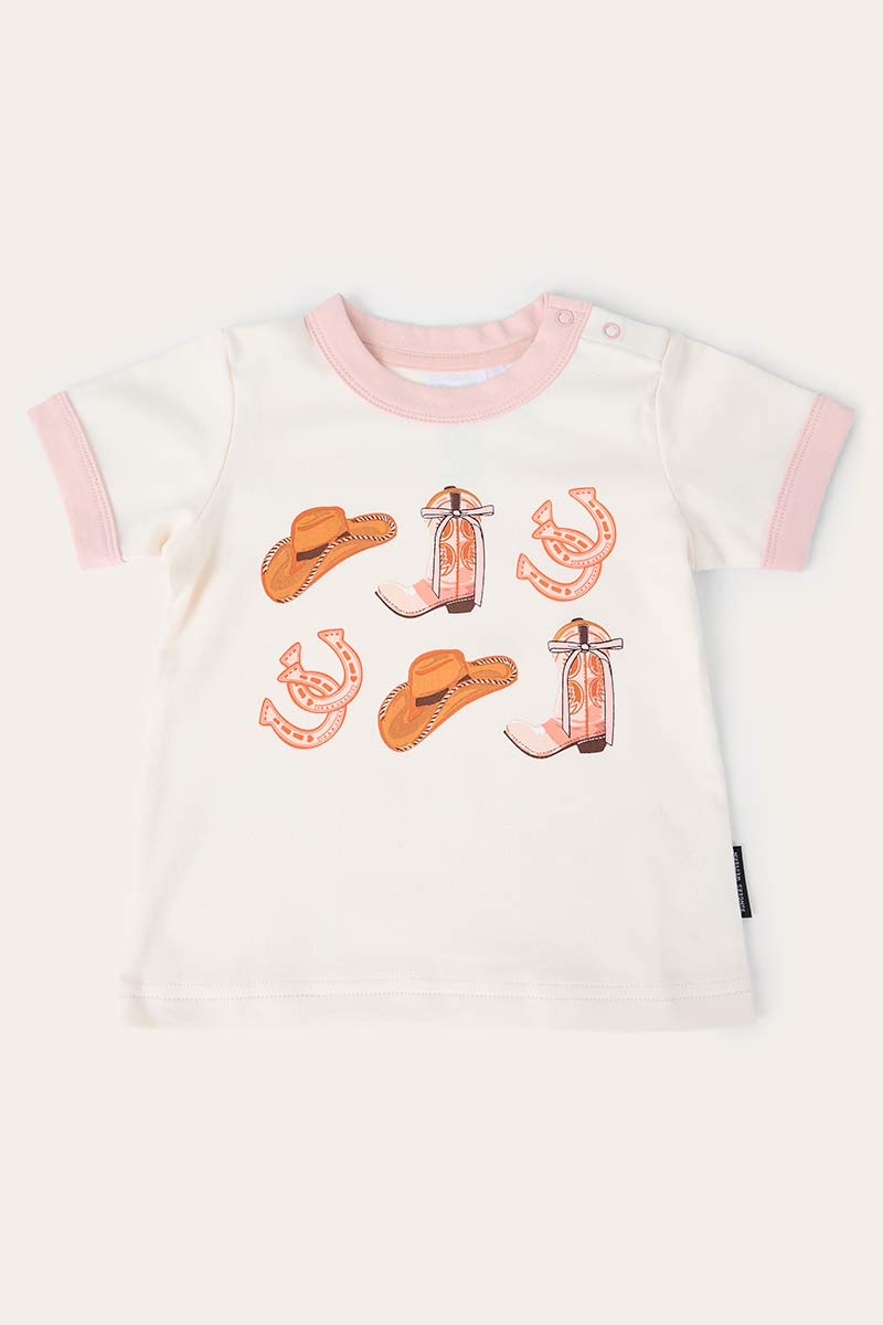 Ringers Western Cross My Boots Babies Girls Ringer T-Shirt