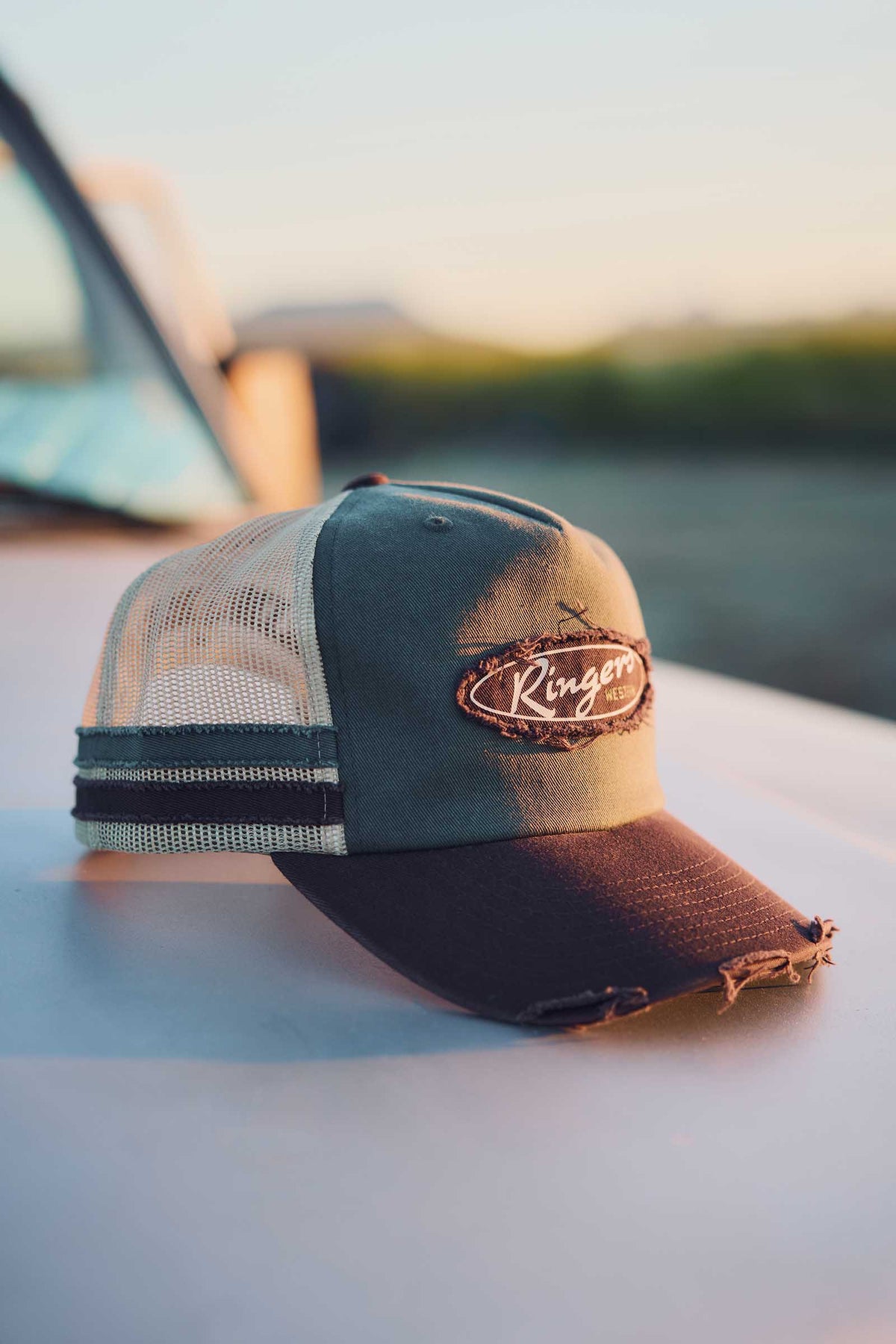 Ringers Western Worn Out Deep Fit Trucker Cap - Army/Chocolate