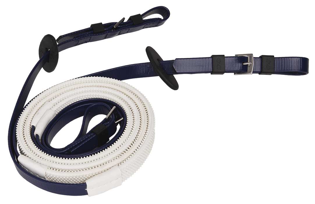 Zilco Race & Exercise Reins 16mm / Buckle End (White Grip) / Navy