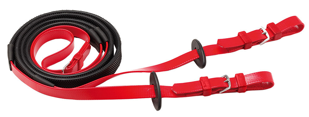 Zilco Race & Exercise Reins 19mm / Buckle End (Black Grip) / Red
