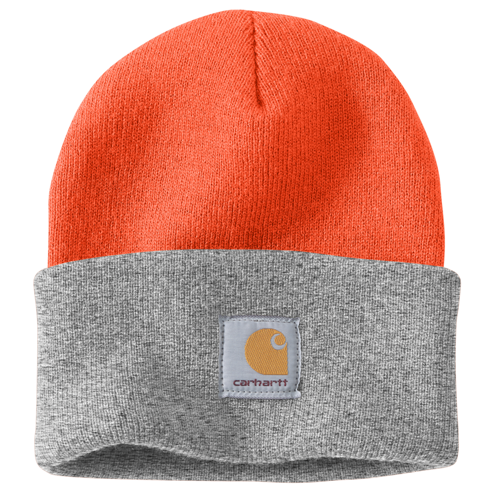 Carhartt A18 Acrylic Watch Hat Bright Orange/Heather Grey 825