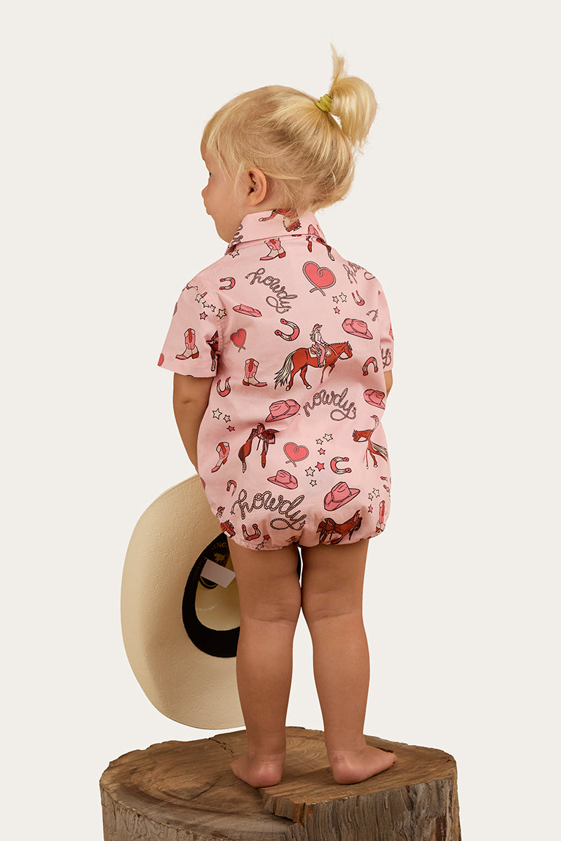 Ringers Western Mini Cowgirl Babies Short Sleeve Work Shirt Romper