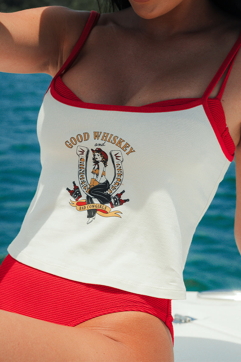 Ringers Western Bad Cowgirls Womens Tank - Off White