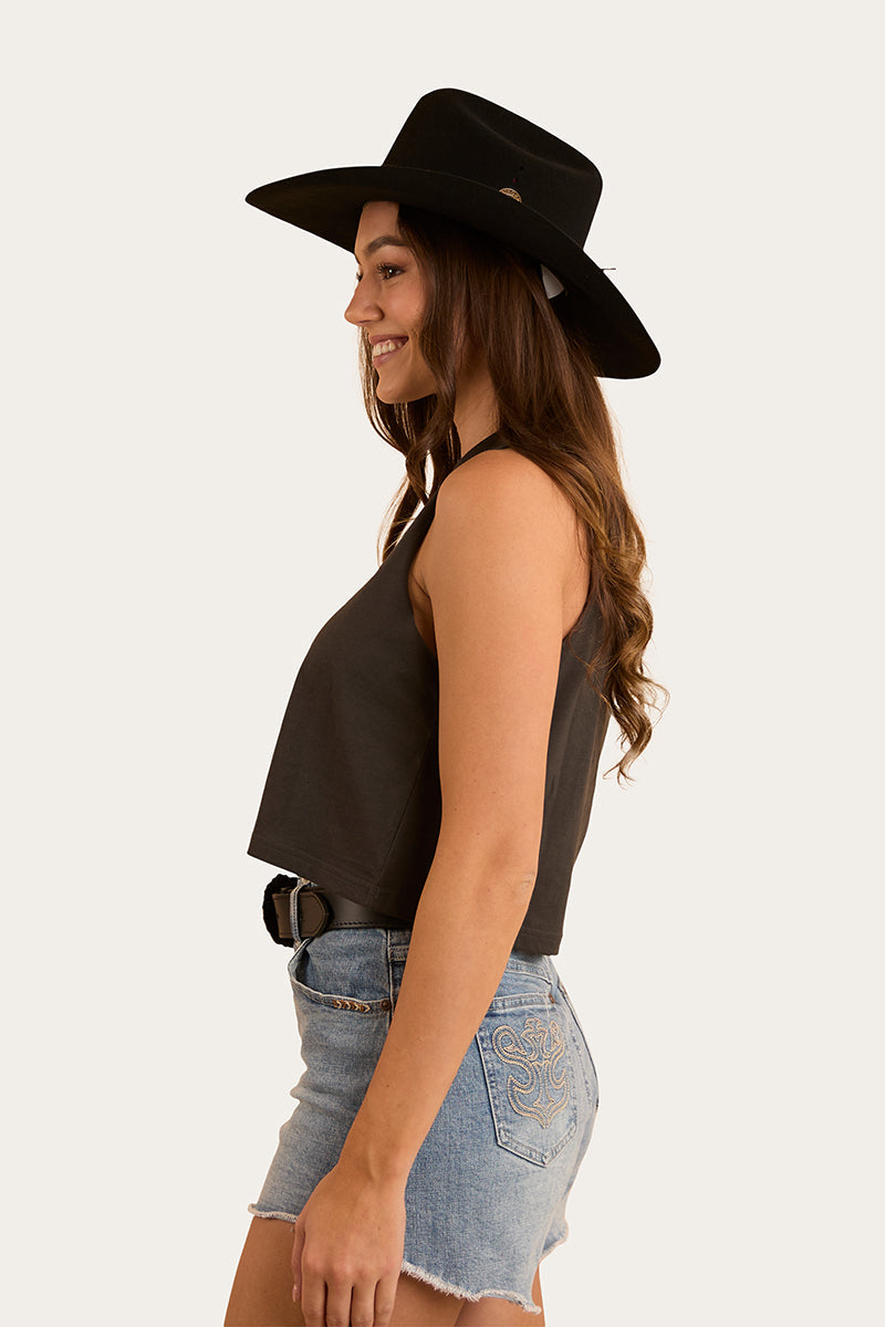 Ringers Western Chasing Cowboys Womens Crop Muscle Tank