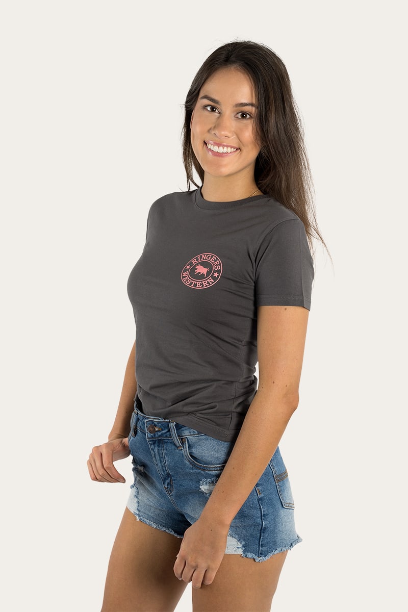 Ringers Western
Signature Bull Womens Classic Fit T-Shirt - Vintage Black/Strawberry