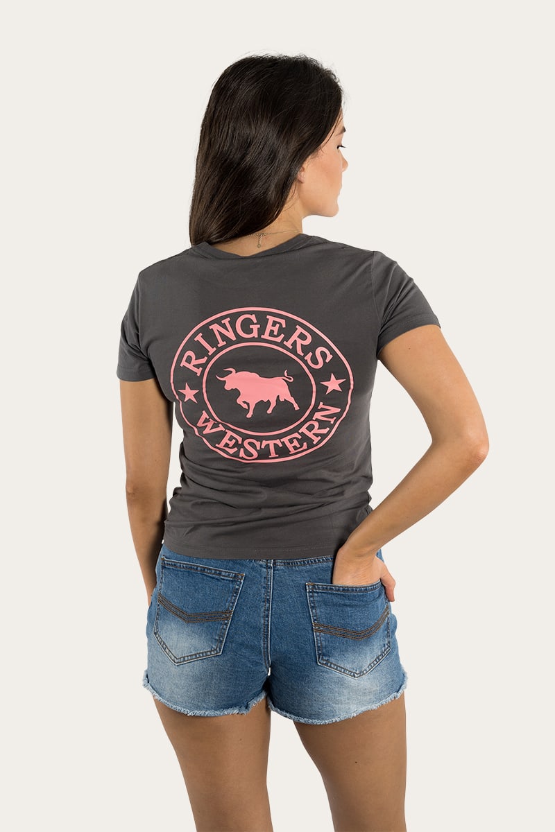 Ringers Western
Signature Bull Womens Classic Fit T-Shirt - Vintage Black/Strawberry