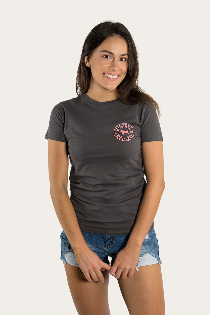 Ringers Western
Signature Bull Womens Classic Fit T-Shirt - Vintage Black/Strawberry