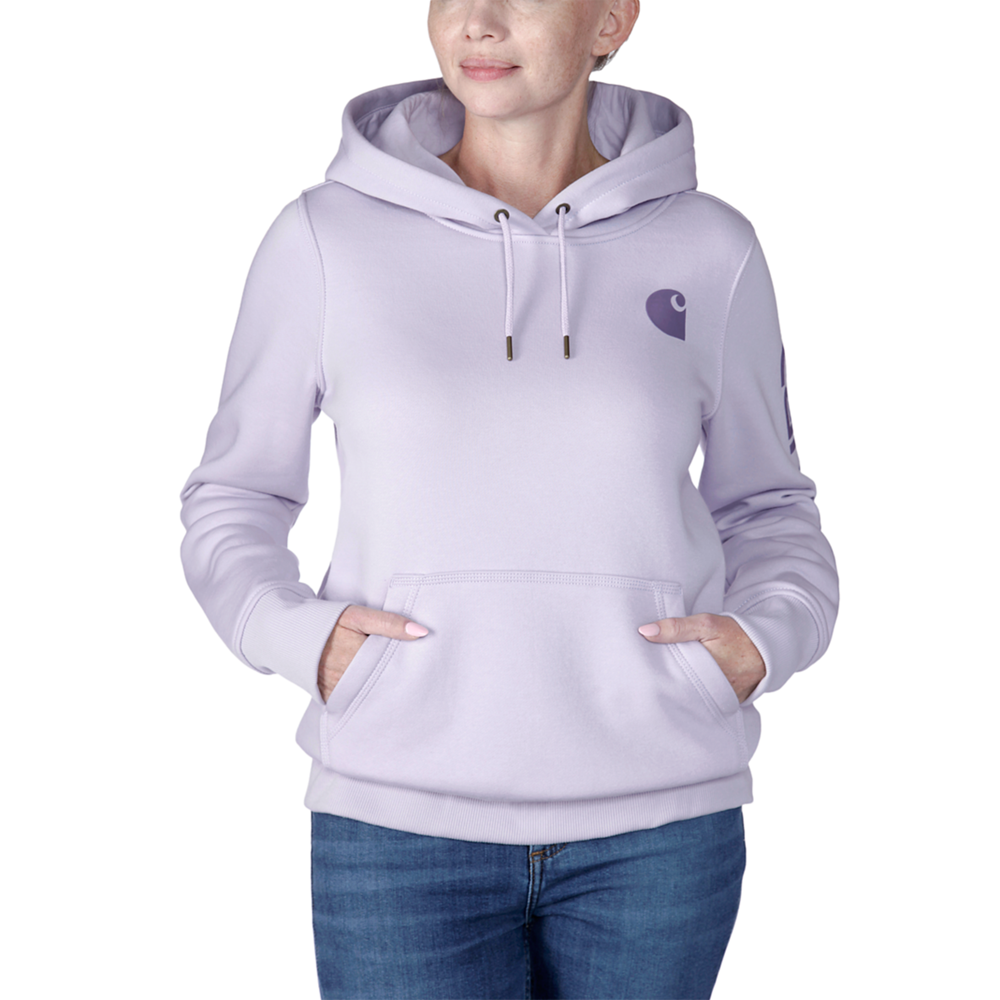 Carhartt Iconic Womens CLARKSBURG GRAPHIC Hooded Sweatshirt Lilac Haze V62