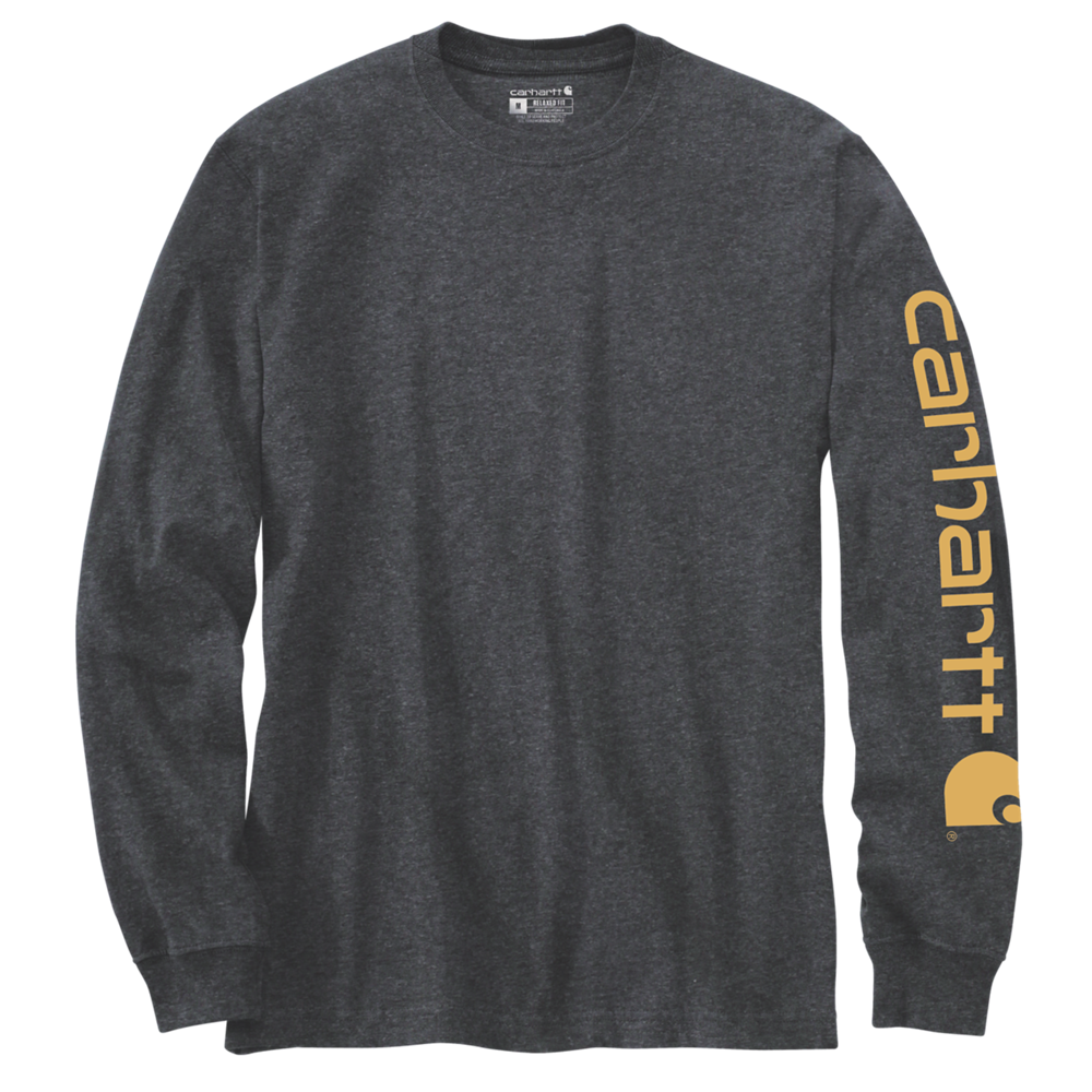 Carhartt Mens Relaxed Fit Long Sleeve T-Shirt With Sleeve Logo - view 3