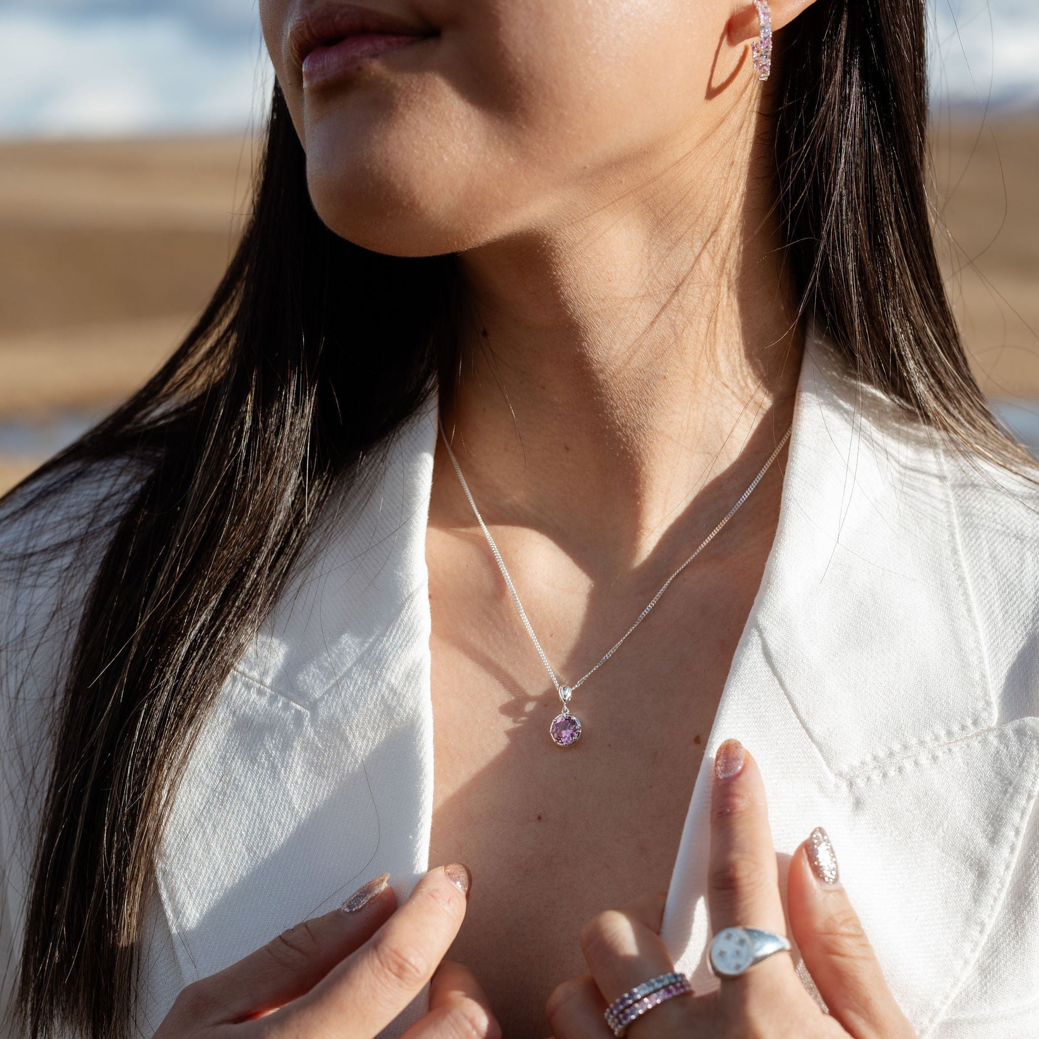 Whistle & Pop Starkeeper Lupin Pink Stone Necklace