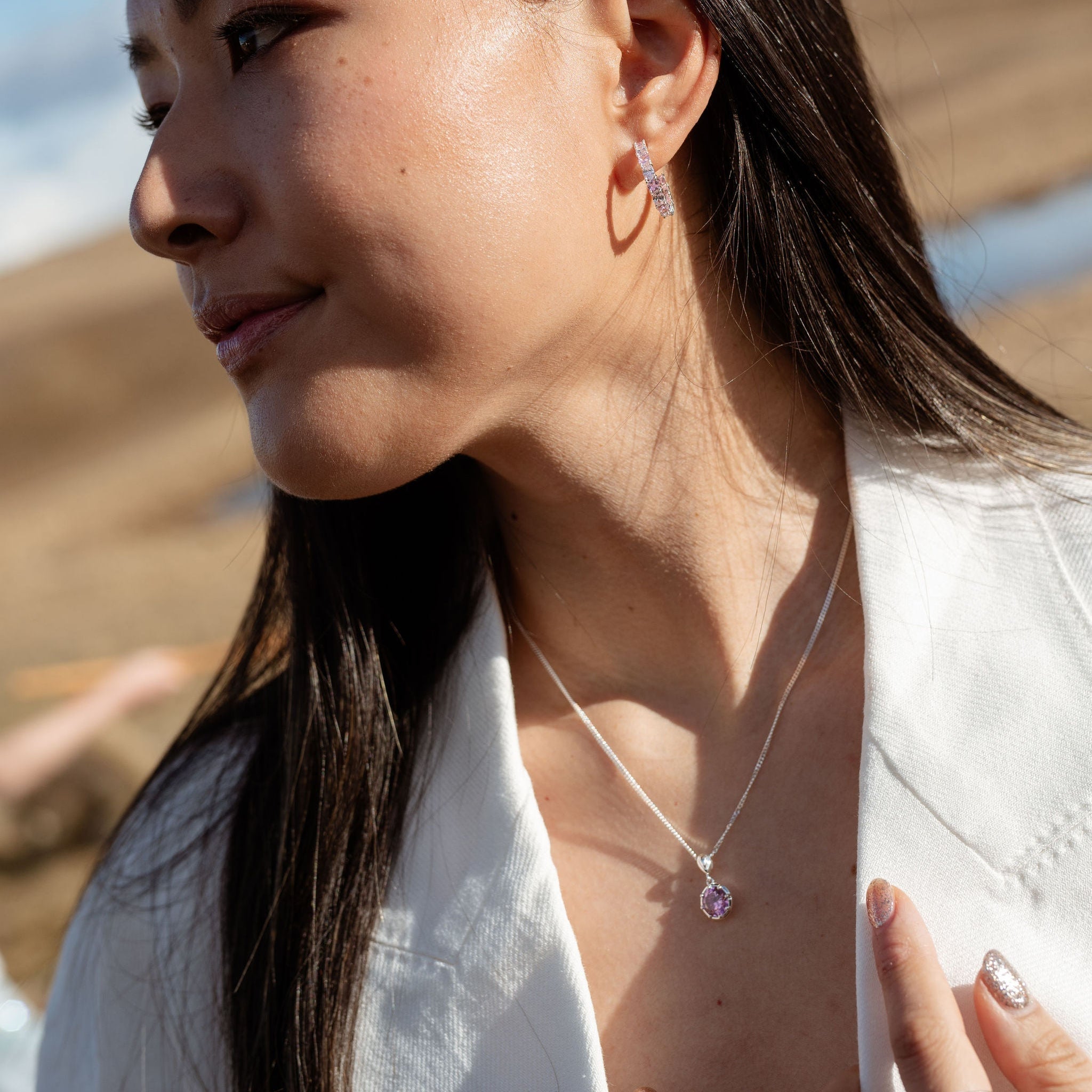 Whistle & Pop Starkeeper Lupin Pink Stone Necklace