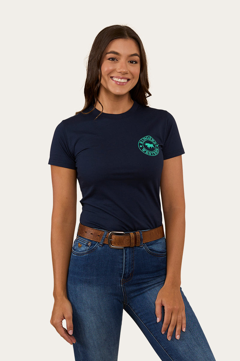 Ringers Western
Signature Bull Womens Classic Fit T-Shirt - Navy/Mint