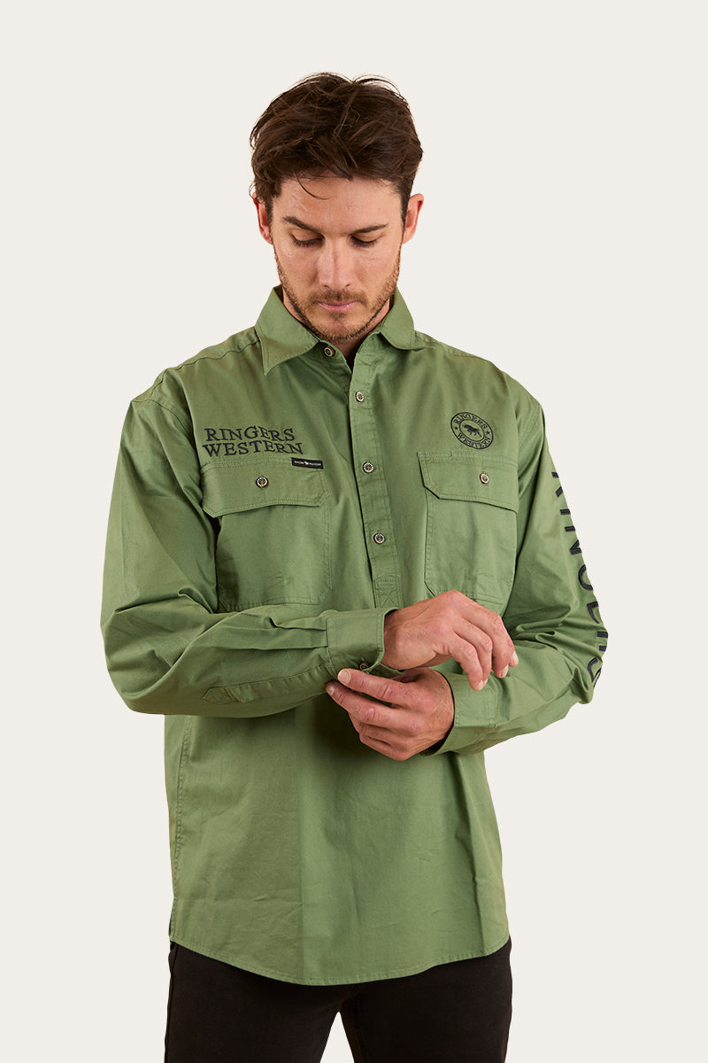 Ringers Western Hawkeye Mens Half Button Work Shirt
