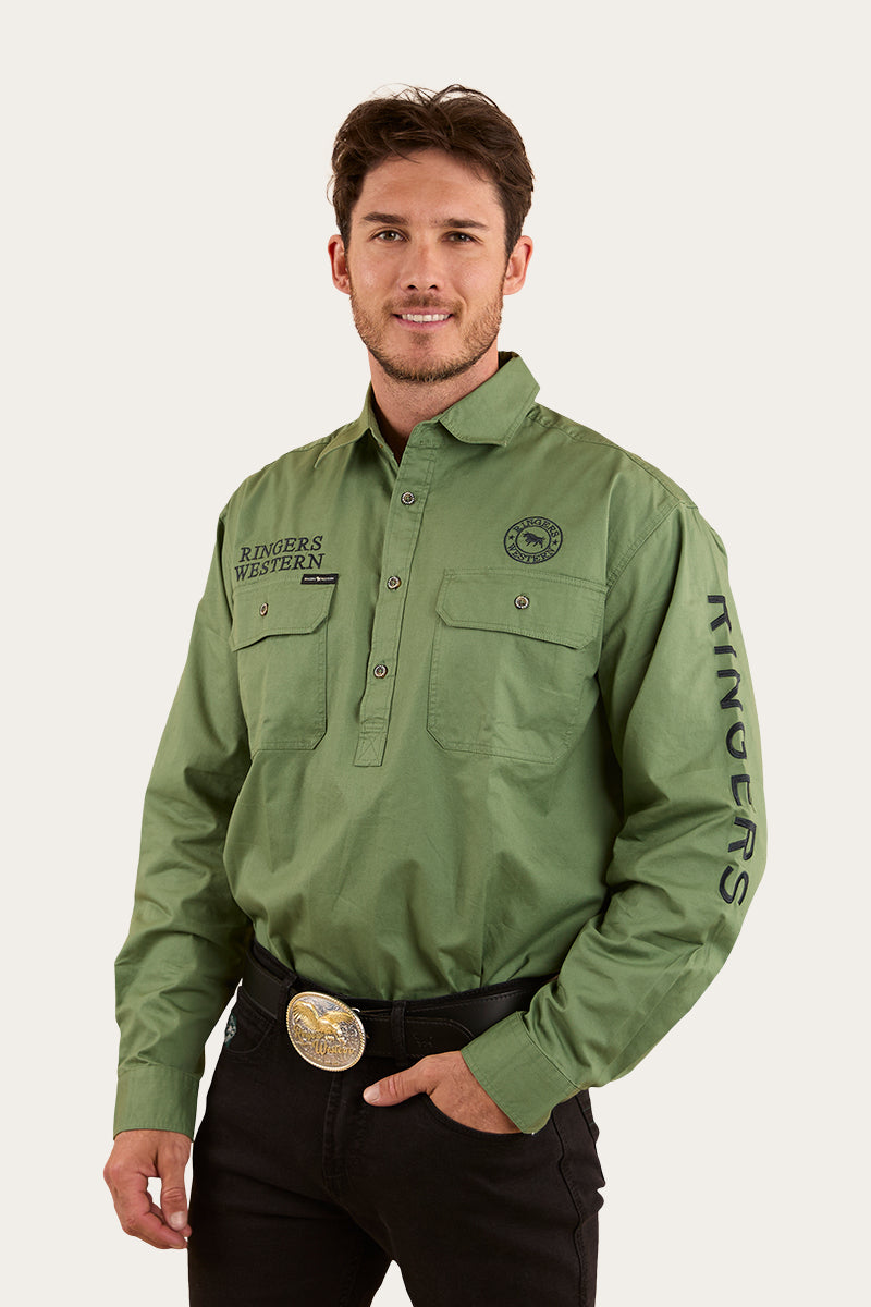Ringers Western Hawkeye Mens Half Button Work Shirt
