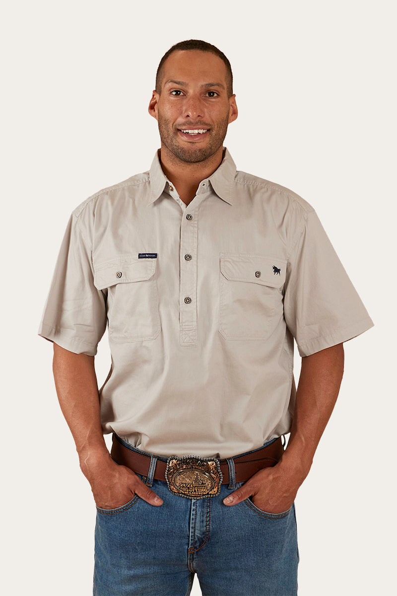 Ringers Western Pack Saddle Mens Short Sleeve Half Button Work Shirt