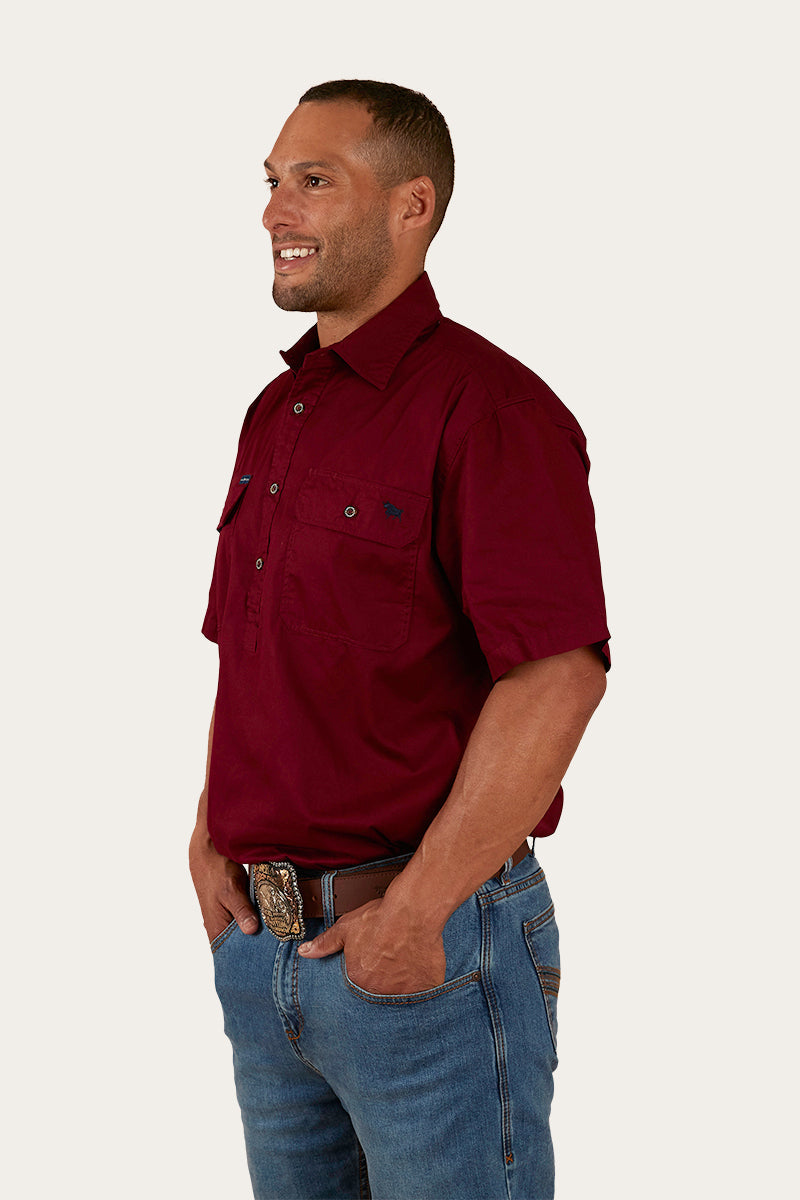 Ringers Western Pack Saddle Mens Short Sleeve Half Button Work Shirt