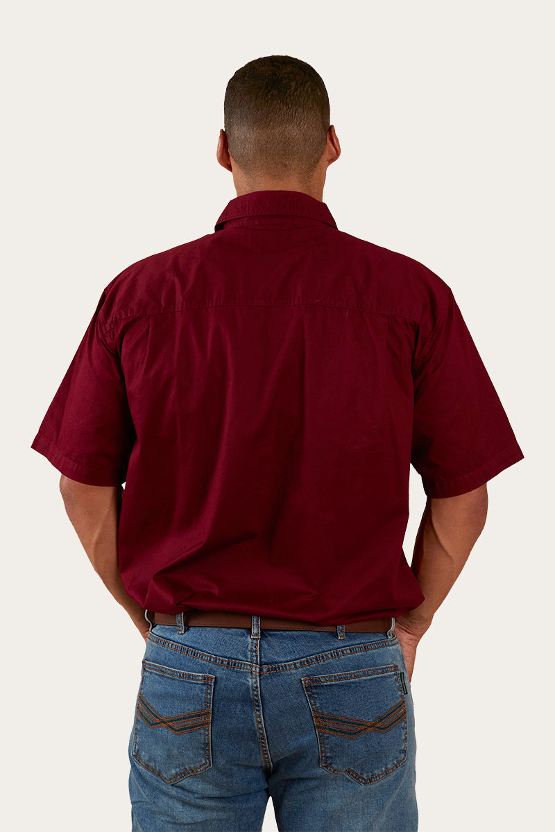Ringers Western Pack Saddle Mens Short Sleeve Half Button Work Shirt