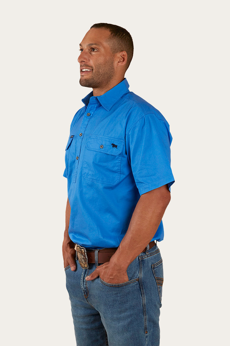 Ringers Western Pack Saddle Mens Short Sleeve Half Button Work Shirt