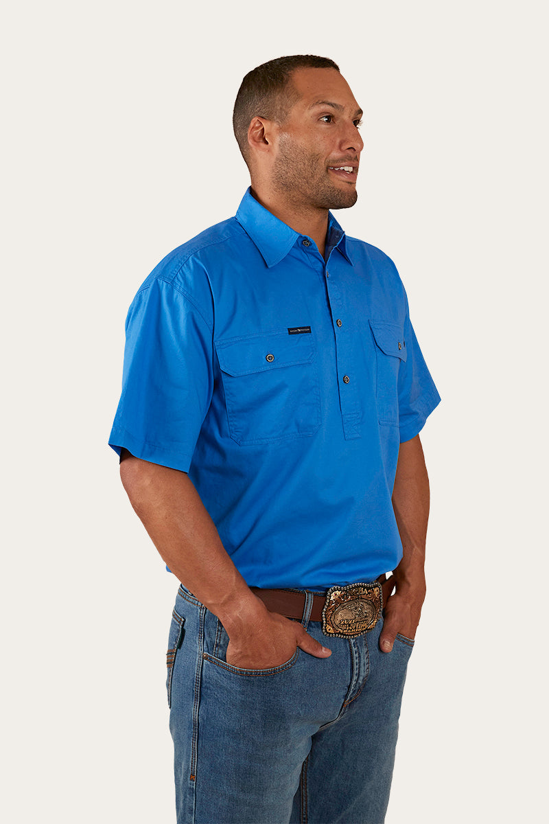 Ringers Western Pack Saddle Mens Short Sleeve Half Button Work Shirt