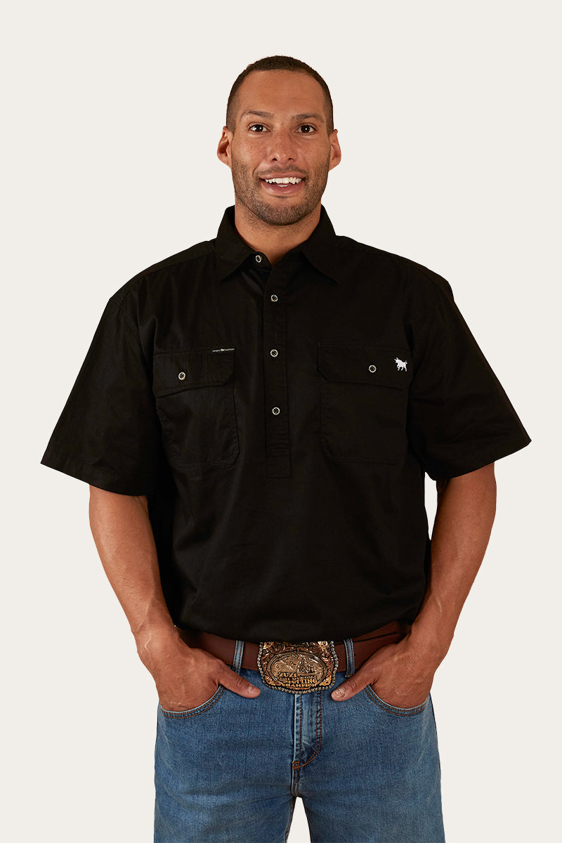 Ringers Western Pack Saddle Mens Short Sleeve Half Button Work Shirt