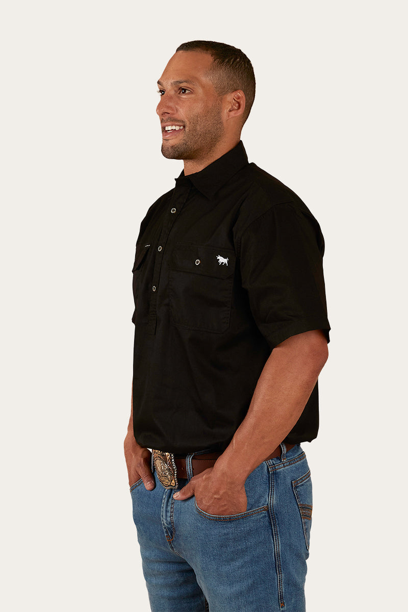 Ringers Western Pack Saddle Mens Short Sleeve Half Button Work Shirt