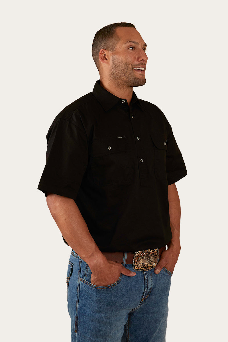 Ringers Western Pack Saddle Mens Short Sleeve Half Button Work Shirt