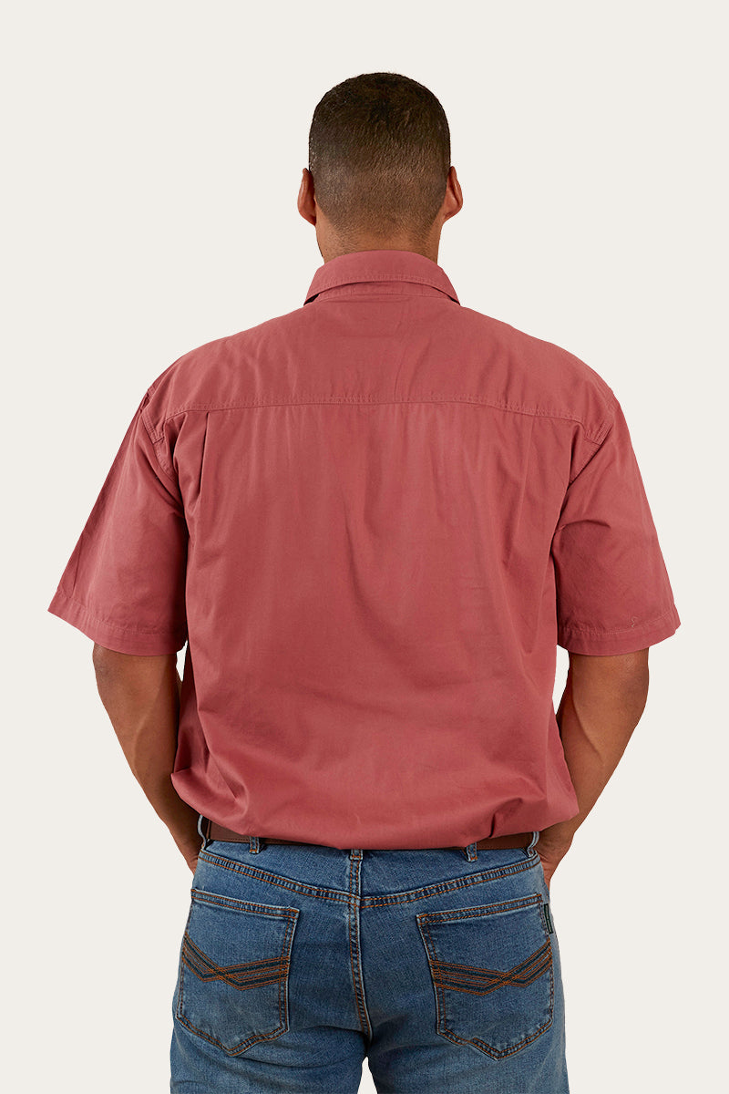 Ringers Western Pack Saddle Mens Short Sleeve Half Button Work Shirt