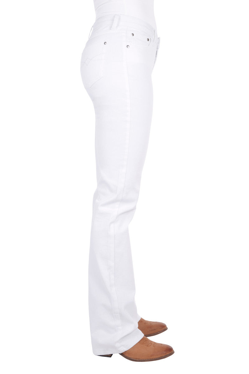 Riding Boot Cut Jean - White