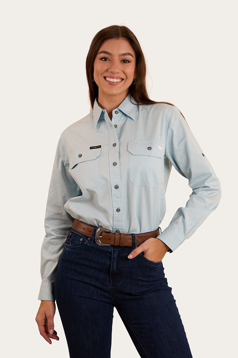 Ringers Western
Pentecost River Womens Full Button Work Shirt - Pastel Blue