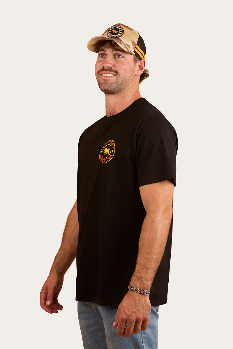 Ringers Western
Signature Bull Mens Loose Fit T-Shirt - Black/Red/Yellow