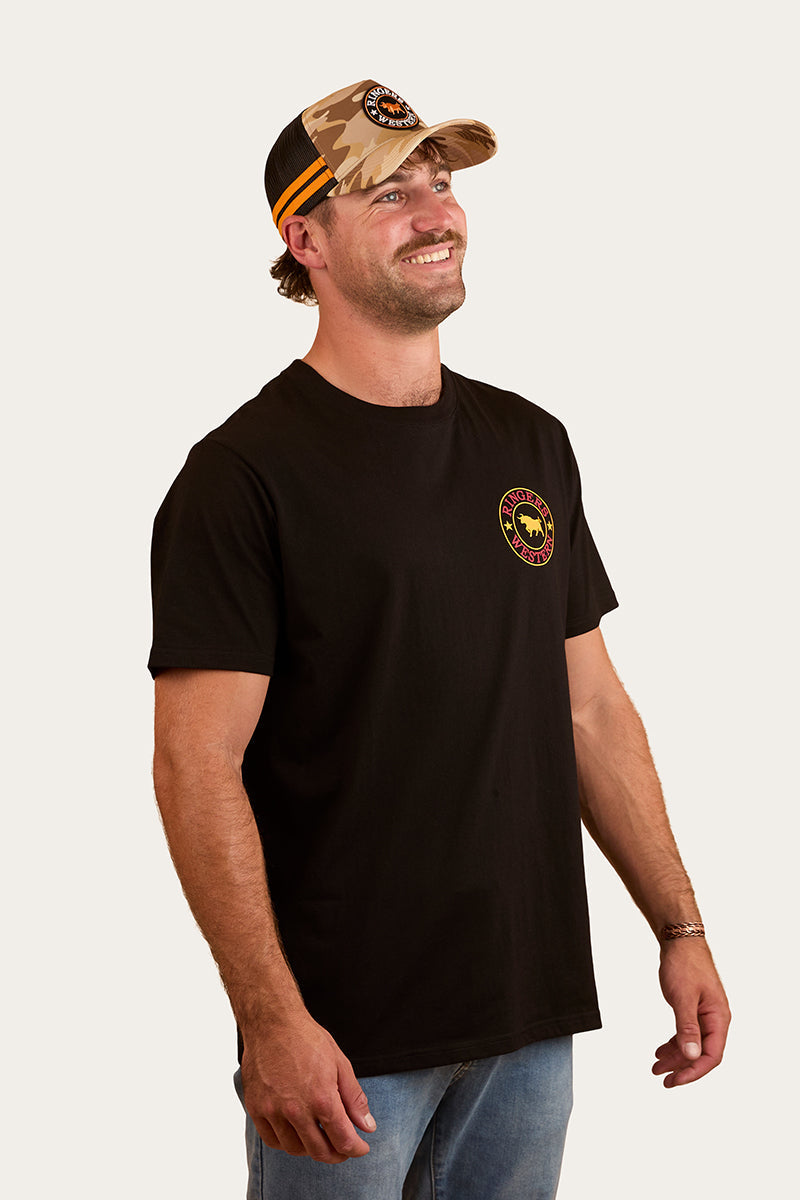 Ringers Western
Signature Bull Mens Loose Fit T-Shirt - Black/Red/Yellow
