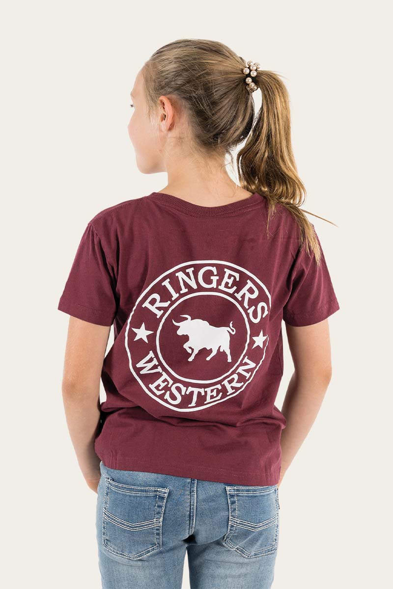 RingersWestern_Top_-_Tops_Kids_Signature_Bull_T-Shirt_Classic_T-Shirt_Burgundy_with_White_2.jpg