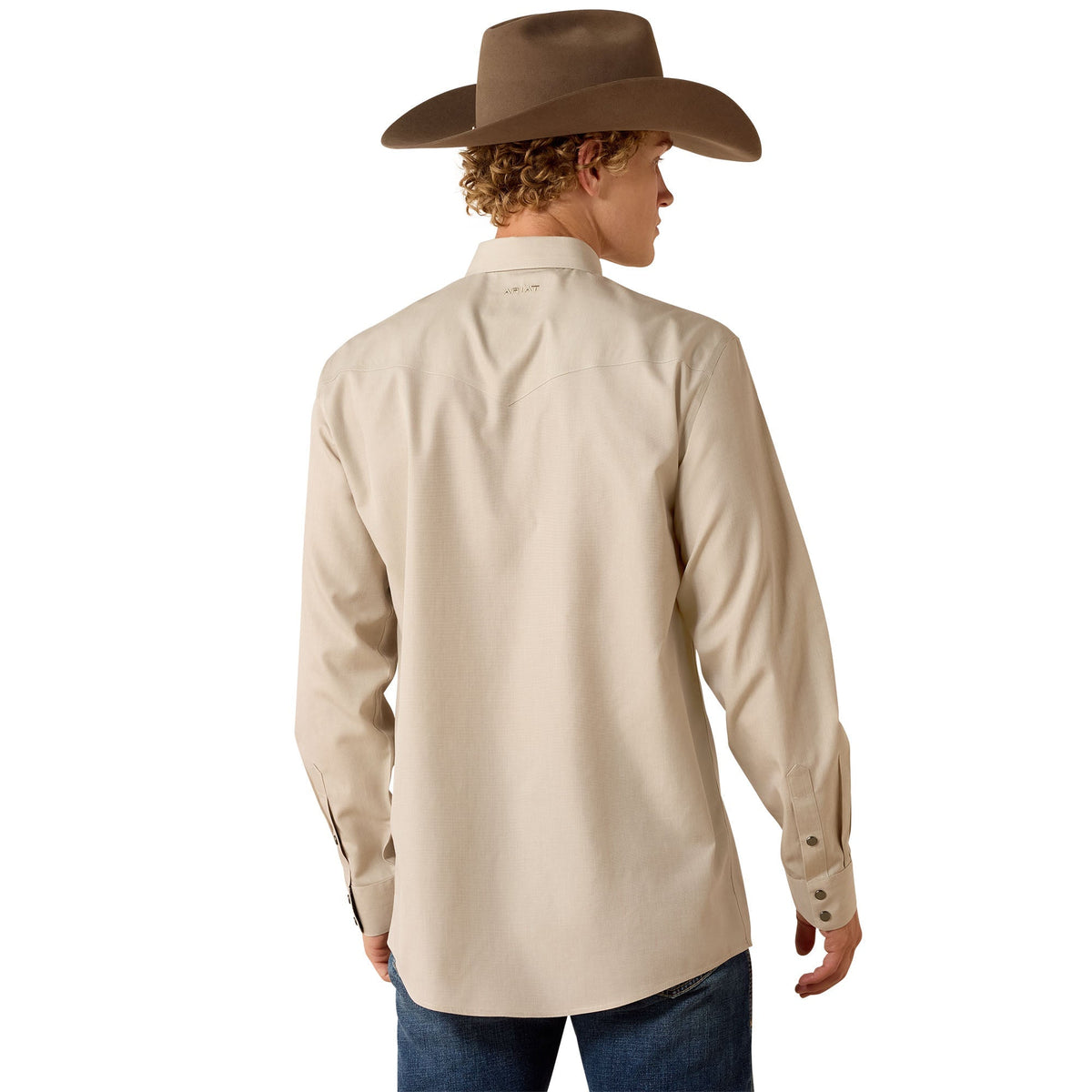 Wrinkle Free Pinpoint Oxford Fitted Snap Shirt - Brindle