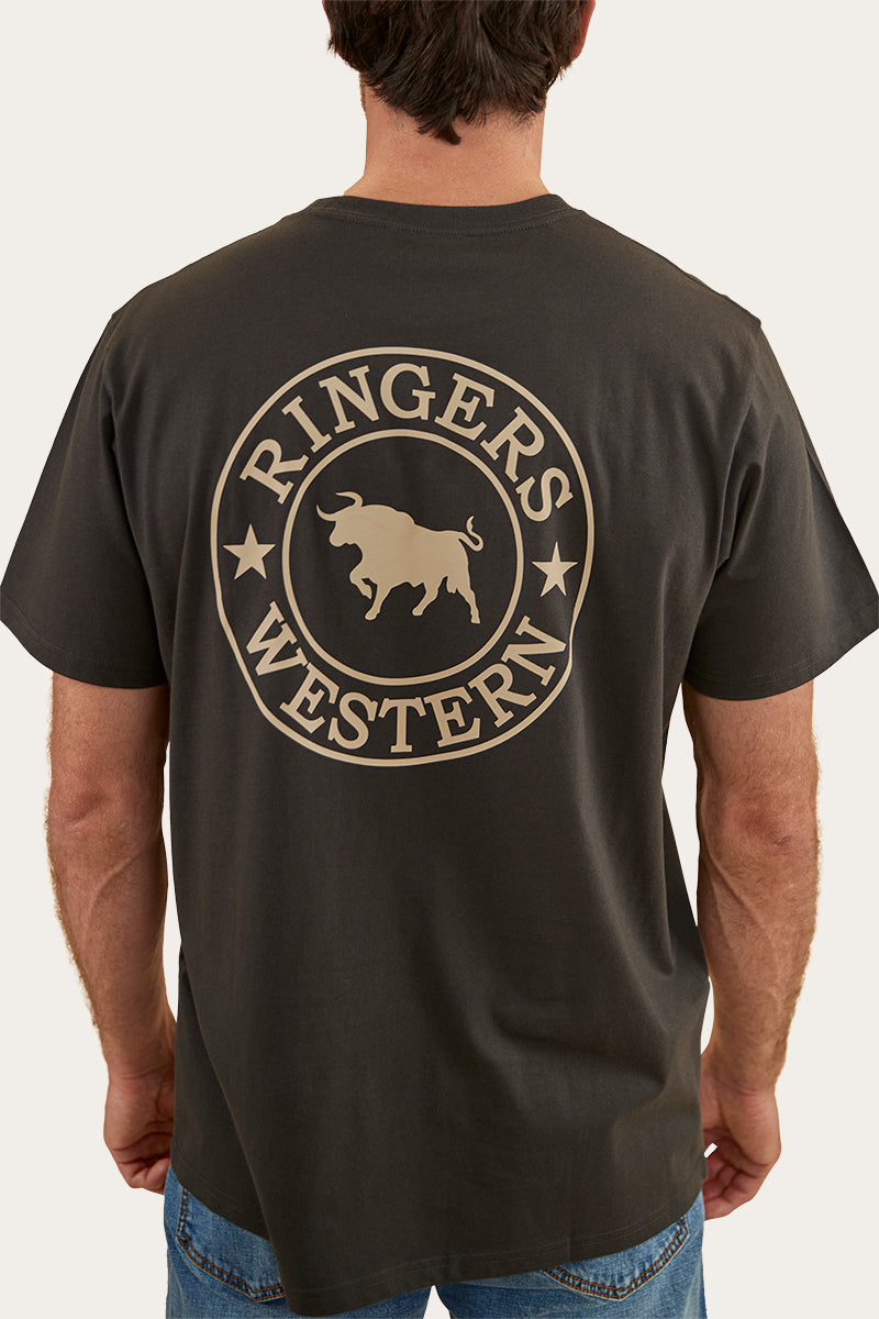 Ringers Western
Signature Bull Mens Loose Fit T-Shirt - Charcoal/Dark Sand
